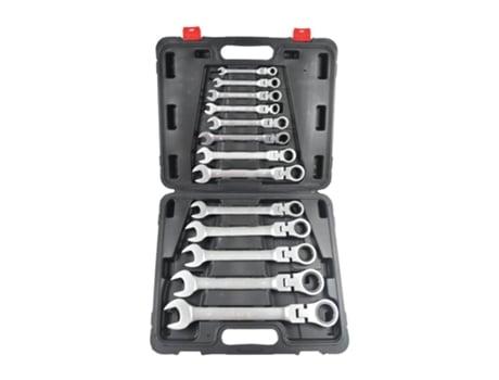 Combination Ratchet Wrench Set With Joint, 13 Pcs, Size 32 In Silver Case Sve