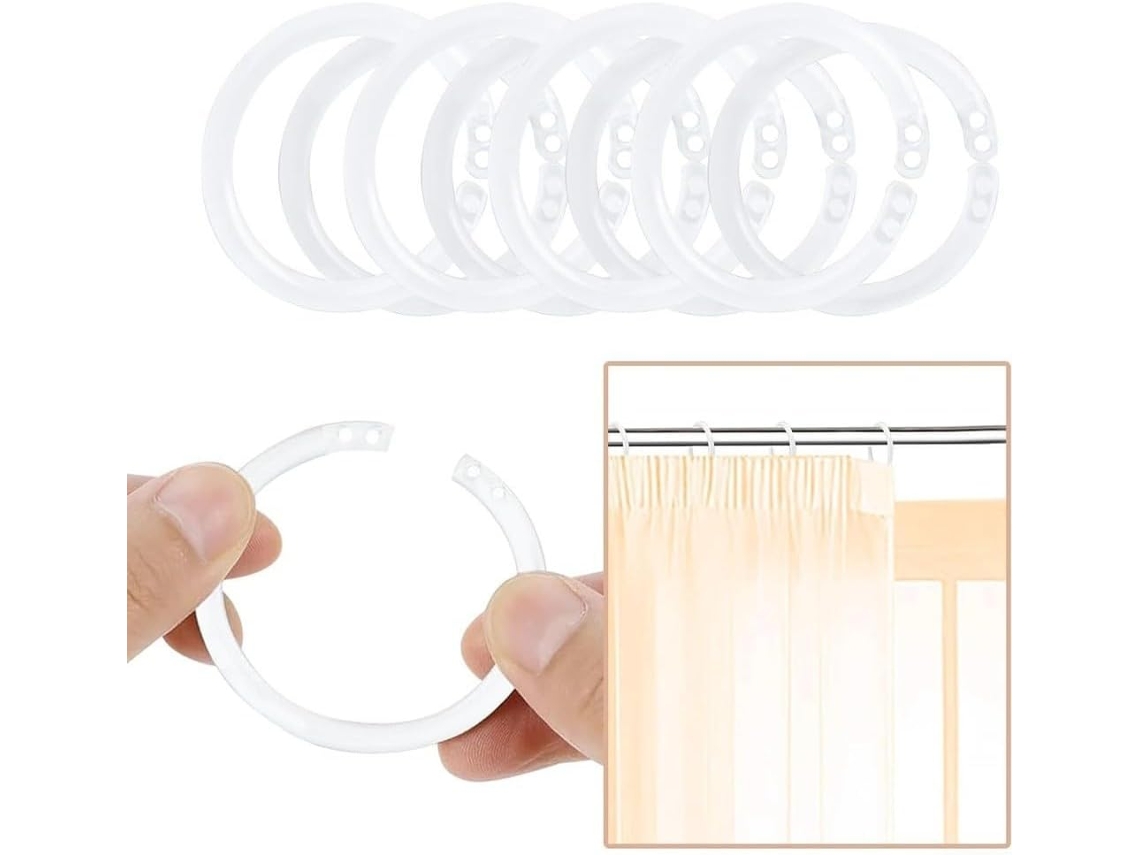 Conjunto De 100 Argolas Plásticas Para Cortina Chuveiro Com 4 Cm