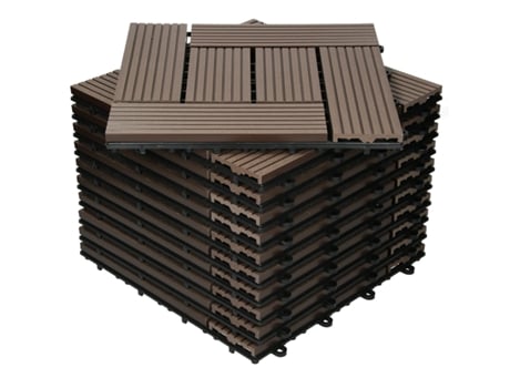 ECD GERMANY Telhas para Pátio de Wpc 30X30 Cm 44 Peças Por 4M² Marrom Escuro
