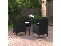 Vidaxl 5 Pcs Conjunto De Jantar P/ Jardim C/almofadões Vime Pe E Vidro