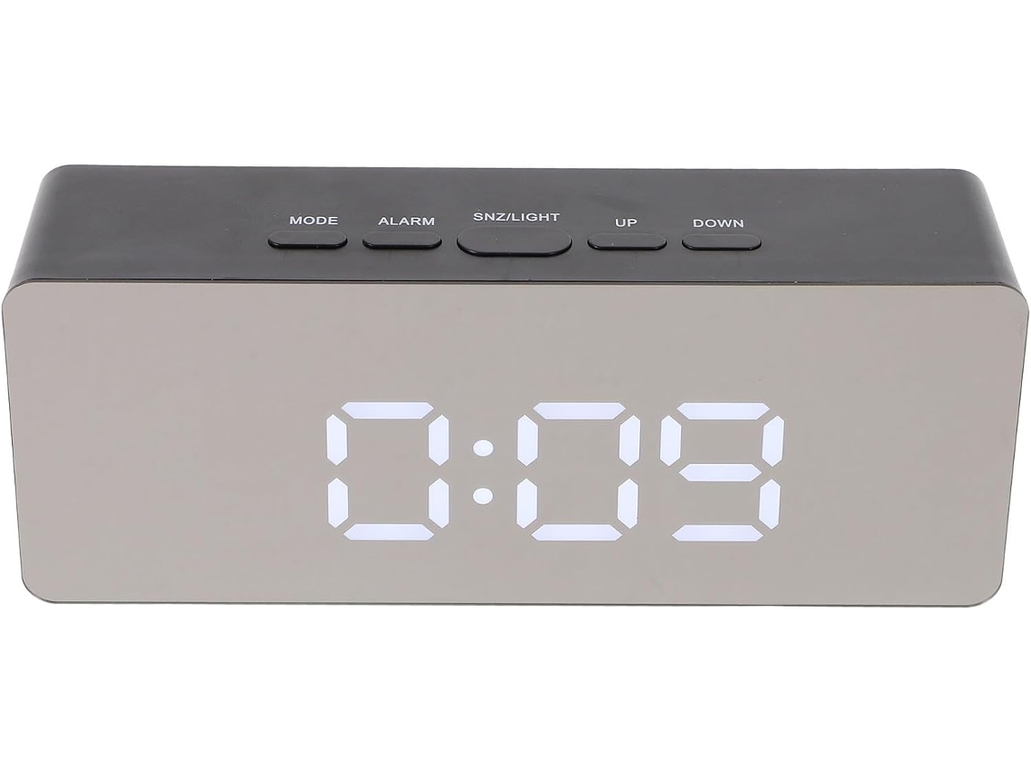 Relógio De Mesa Digital Com Calendário E Visor Led, Ajuste De Brilho Em 3 Níveis.