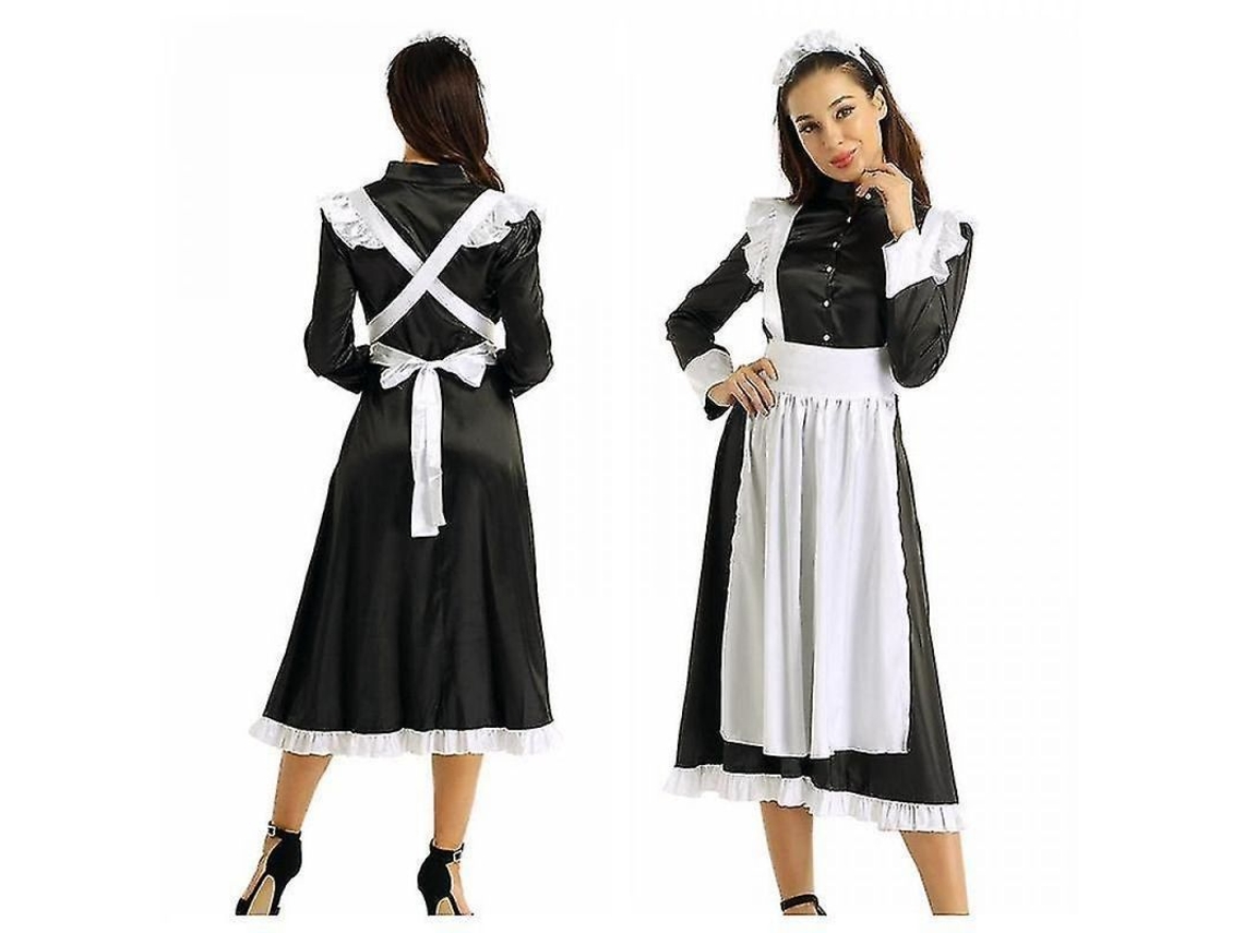 2026 traje de Cosplay de Criada para Mujer Adulta 3 Piezas: Vestido Longo com Avental e Diadema para Festa L