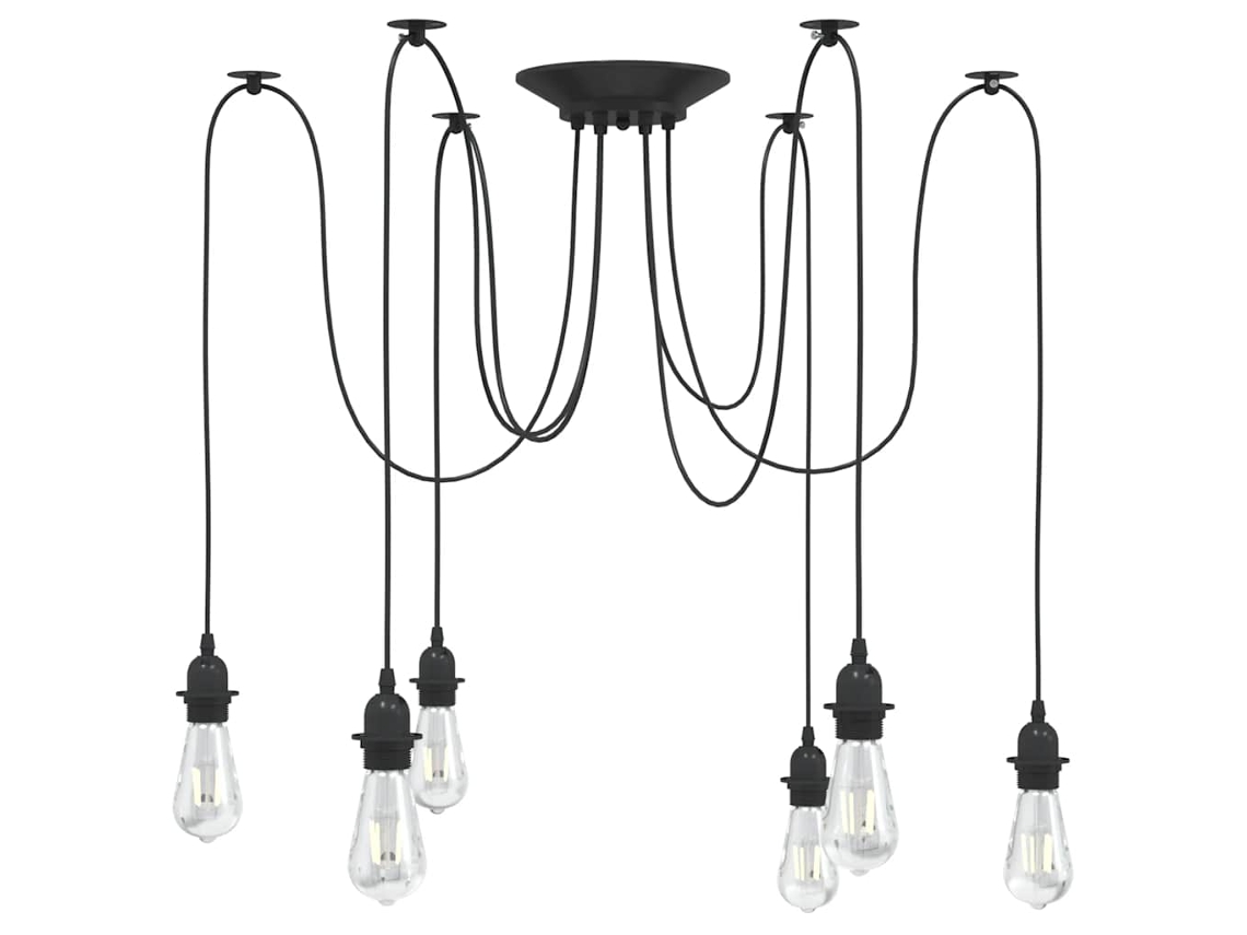 Vidaxl Candeeiro Suspenso Com 6 Porta-lâmpadas E27 Metal Preto