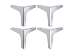 Laxiscreed Pés De Armário De 3 Pontas Prateados, 10cm, Pack De 4 Com Parafusos
