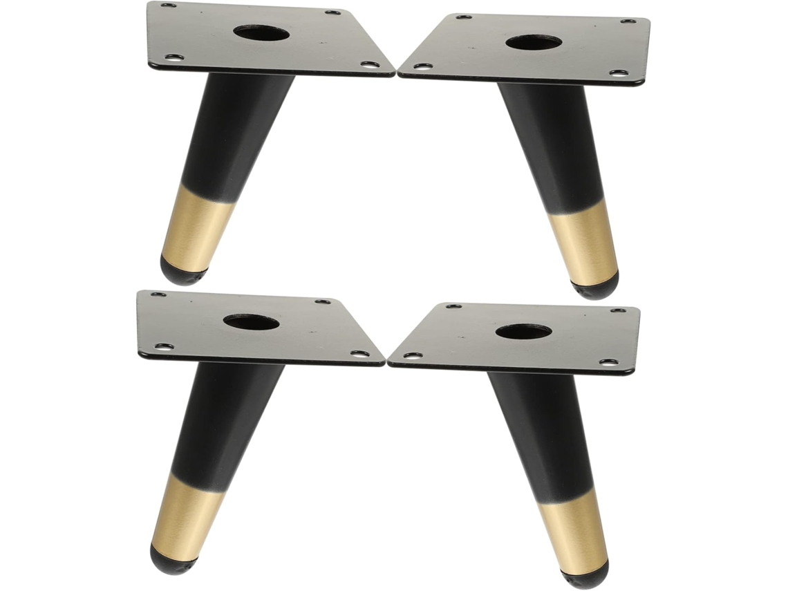 Conjunto De 4 Pés Sofá Metal Preto, Pés Cônicos De Ferro Para Móveis, 10cm, Para Mesa De Centro, Armário E Outros Móveis
