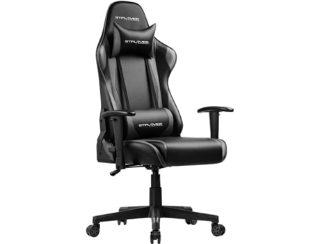 Cadeira Gaming GTPLAYER Ergonómica com Almofada Lombar e apoio de Cabeça Ajustável em Altura para Jogos de Estudo e Trabalho Cinza