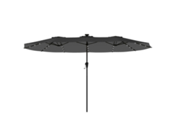Chapéu De Sol Duplo Com 36 Luzes Led Solares 4x2 M Manivela Upf50+ De Para Jardim Cinza Escuro
