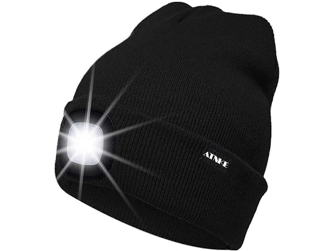 Omni-gorro Iluminado Recargável Com 4 Leds Ultra Brilhantes Impermeável Para Corrida, Acampamento E Atividades Ao Ar Livre Negro