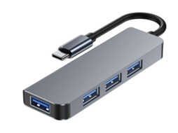 Hub Usb C Hub de Dados Usb de 4 Portas Ultrafino Compatível com Macbook Pro/Air Ipad Pro/Air Imac Xps Etc Cinza