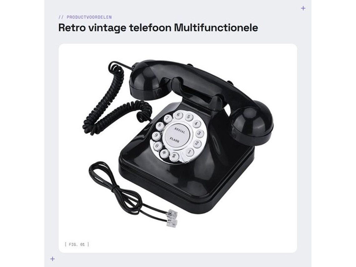 Escolha - Telefone Retro - Telefone Vintage - Telefone Multifuncional - Base Antisslip - Interface Simples - Toque Tradicional