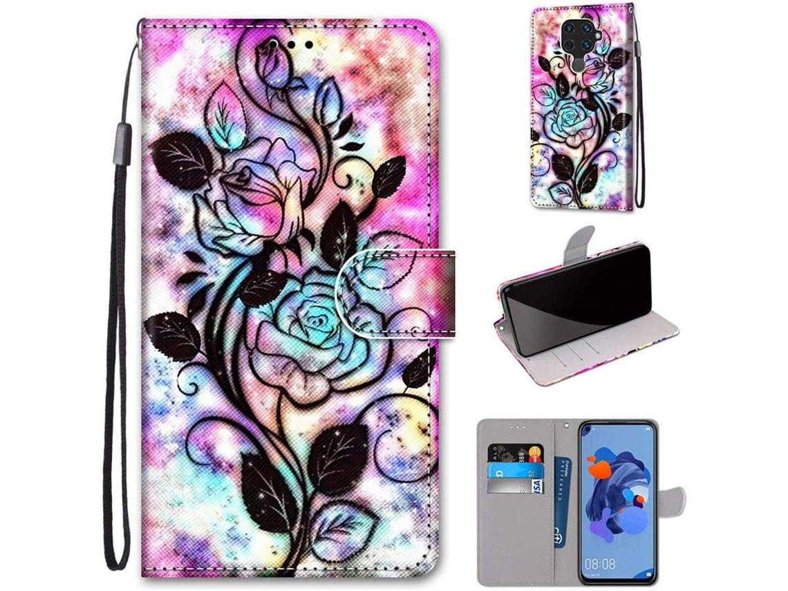 Capa Alça Pulso Protetora para Huawei Mate 30 Lite HONGWE. Magnética com Porta-Cartões