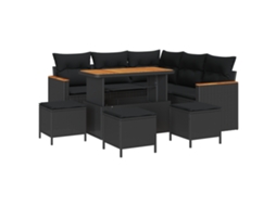 Conjunto 9 Sofá Modular Vidaxl Preto Vime Pe (110 X 55 X 71 Cm)