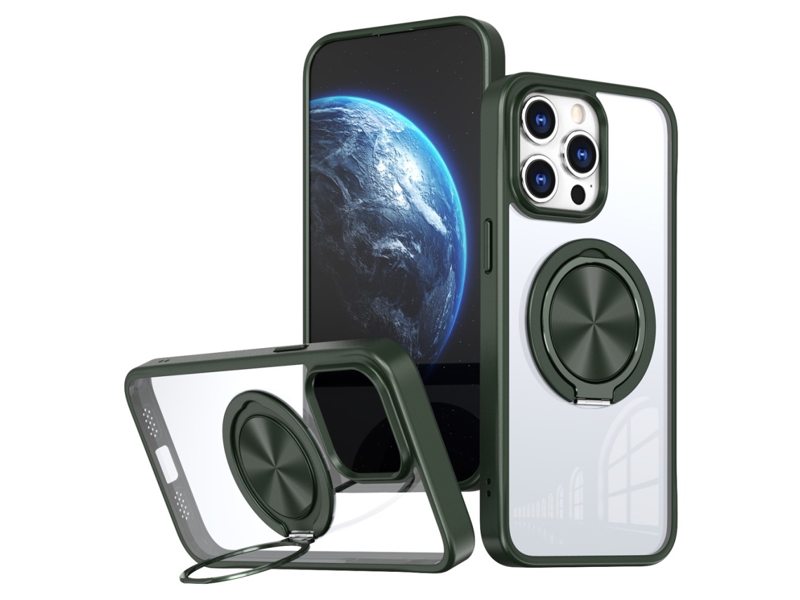 Suporte Casa Quedas Para Iphone 15 Pro Max Pele Sintética Magnética Verde