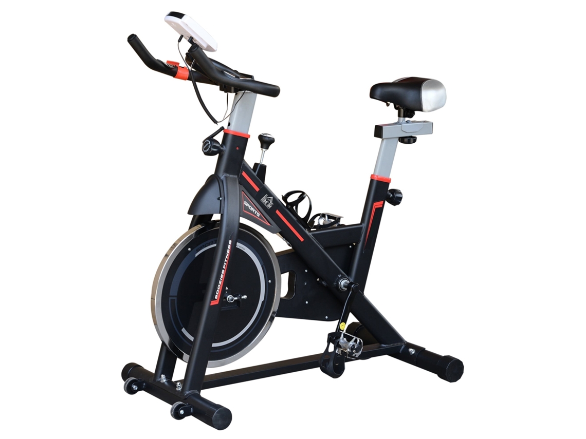 Bicicleta estática com resistência ajustável e ecrã LCD 103x48x115cm Preto BTFORUS