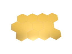 Adesivos De Espelho Hexagonal Ouro Xl 15cm Para Parede