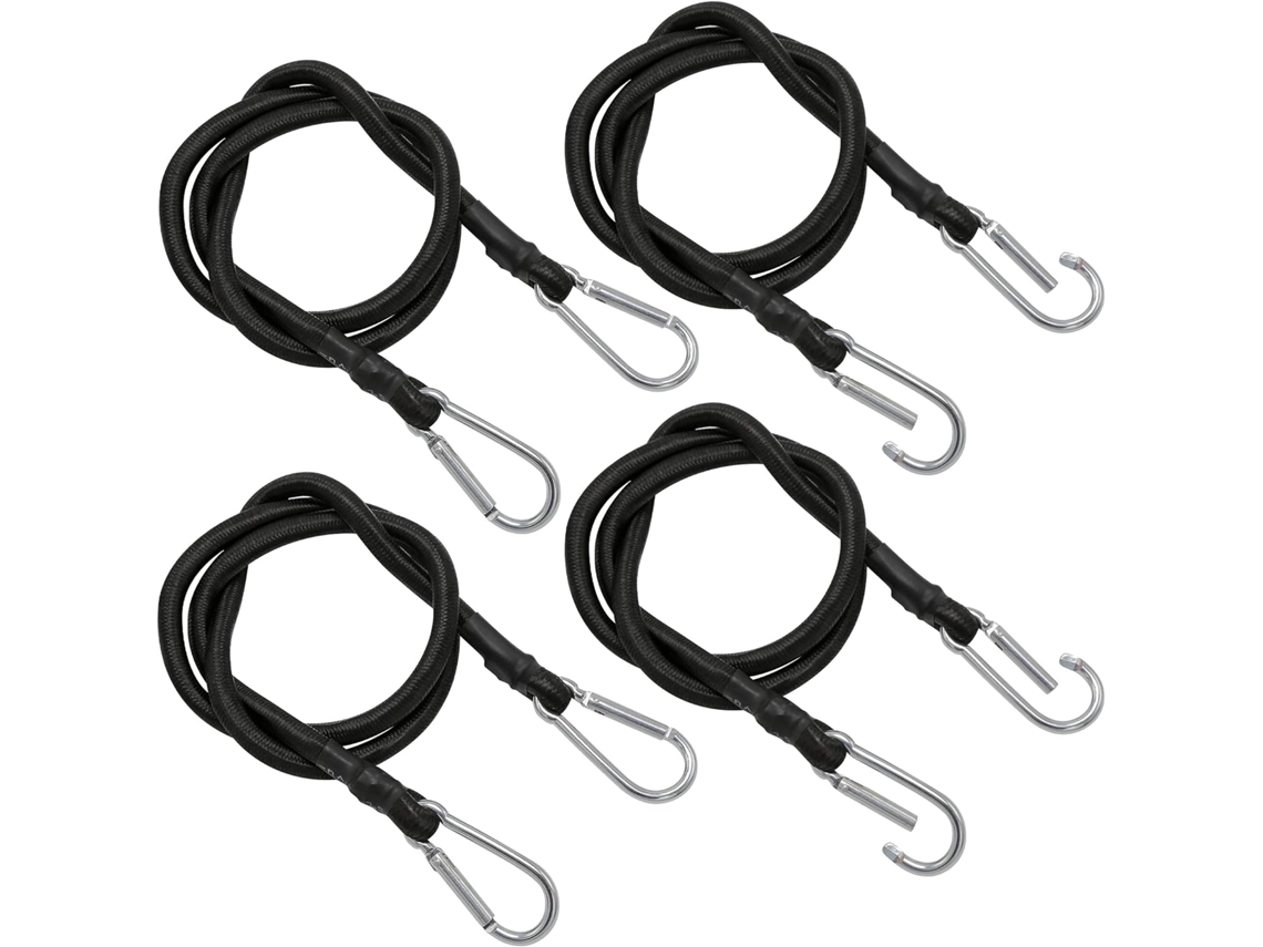 Corda Elástica Com Mosquetão, 4 Unidades, 1 M, Reforçada, Elástica