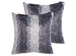 Conjunto De 2 Almofadas Decorativas Beliani Hordeum De Pelo Sintético Cinzento 45x45x10