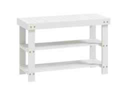 Banco de Bambu com 2 Prateleiras para Hall 70x28x45 Cm Branco ZKAKA