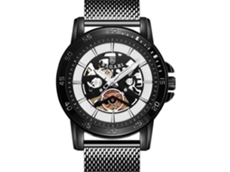 Relógio esportivo masculino Bagari, quartzo em aço inoxidável, pulseira de presente, preto