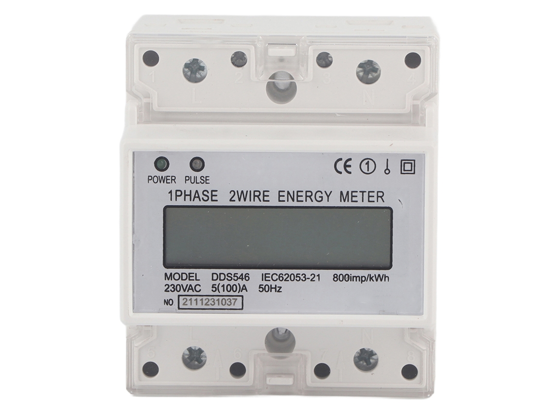 Medidor De Energia Monofásico 5-100a 230vac Digital Com Visor Lcd Para Trilho Din.
