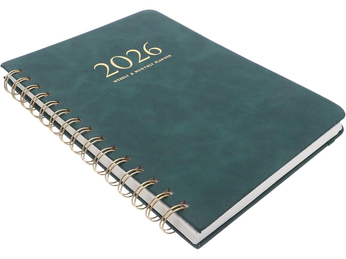 Agenda Em Couro Pu Verde Escuro, Diário Semanal/mensal Para Estudantes E Profissionais Gokoco