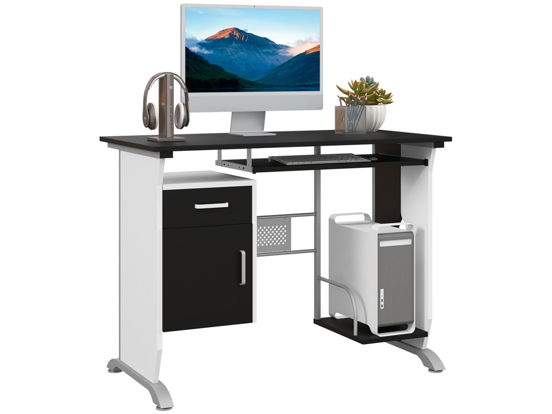Mesa de Computador Mdf Preto e Branco (100x52x75 Cm)