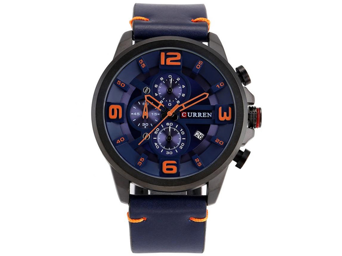 Reloj Hombre Curren De Cuero Pu De 6 Manecillas Con Calendario De Cuarzo Impermeable
