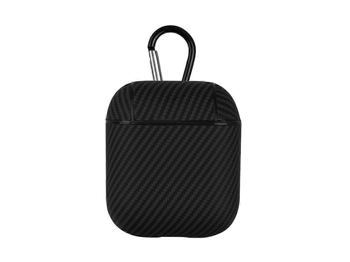 Estojo Para Fones De Ouvido Airpods 1/2 Em Polipropileno Com Textura De Fibra De Carbono E Gancho.