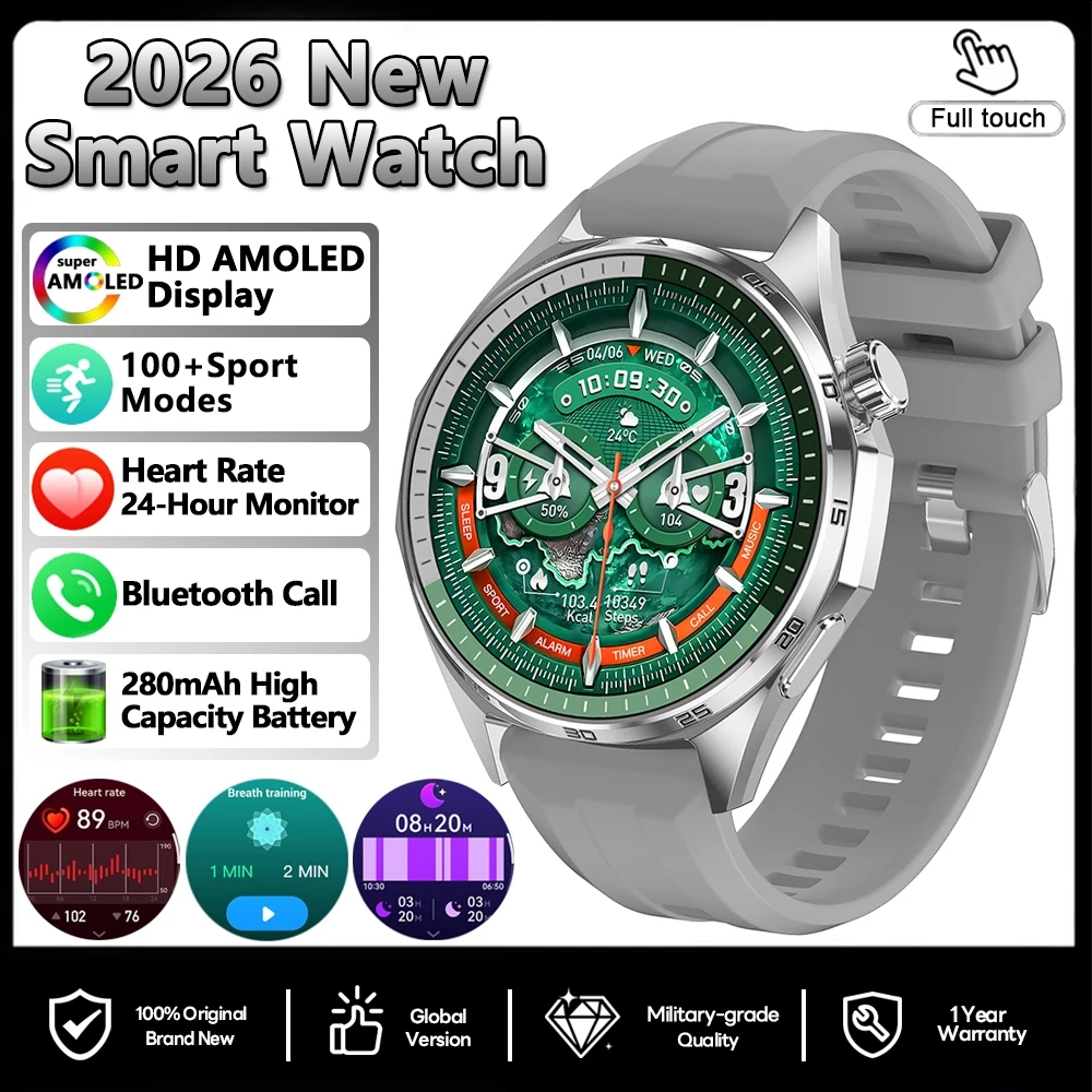 Smartwatch com Gps, Recursos para Esportes Ao Ar Livre, Nfc, Monitoramento de Saúde e Chamadas Via Bluetooth. MDUG (cinza)