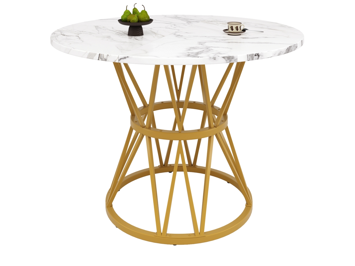 Mesa de Jantar redonda PAPRIKA de 100x100 cm com acabamento em mármore
