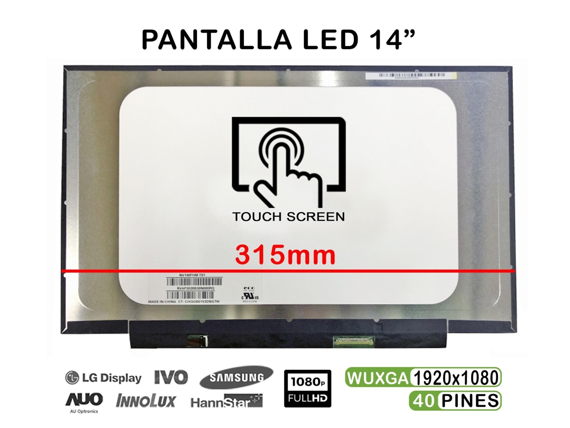 Tela LCD de 14 polegadas com tela sensível ao toque LED NV140FHM-T01 para laptop, 40 pinos, IPS compatível