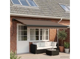 Vidaxl Toldo Retrátil Cinzento-acastanhado 400 × 300 Cm Tecido E Metal