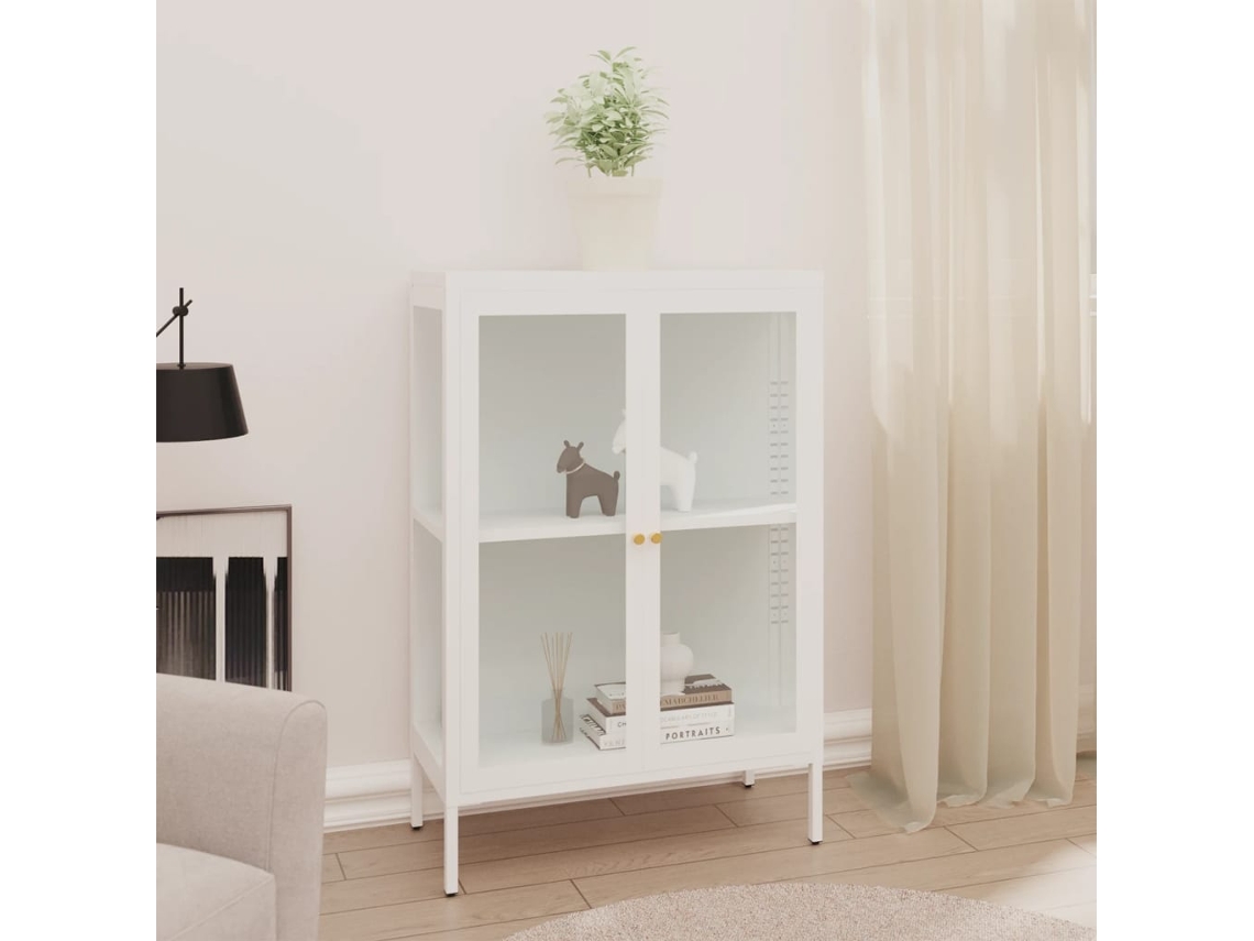 Vidaxl Aparador 75x35x105 Cm Vidro E Aço Branco