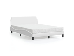 Vidaxl Cama com Colchão Dover 120x200 Cm Couro Artificial Branco