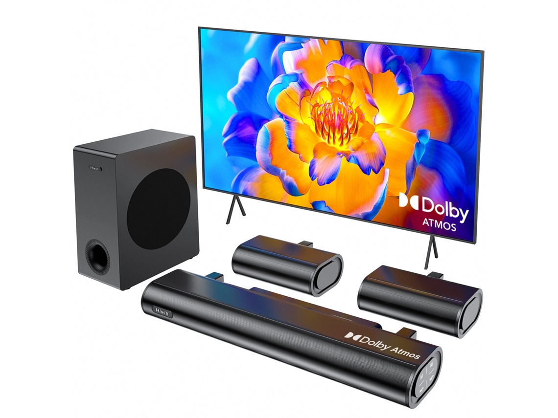 A51 Barra De Som 5.1 380w Com Subwoofer 5.25 Para Tv Dolby Atmos Preto Hiwill