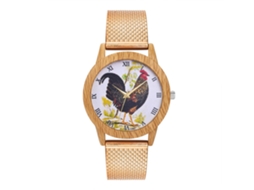 Relógio de pulso unissex Fashion Quartz com pulseira de silicone e detalhes em ouro rosa.