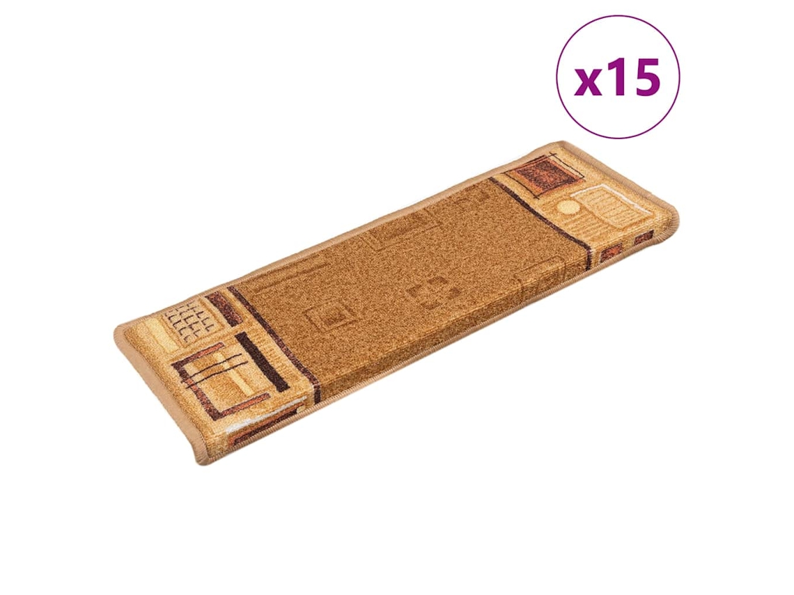 Vidaxl Tapetes De Escada Autoadesivos 15 Pcs 65x21x4 Cm Bege