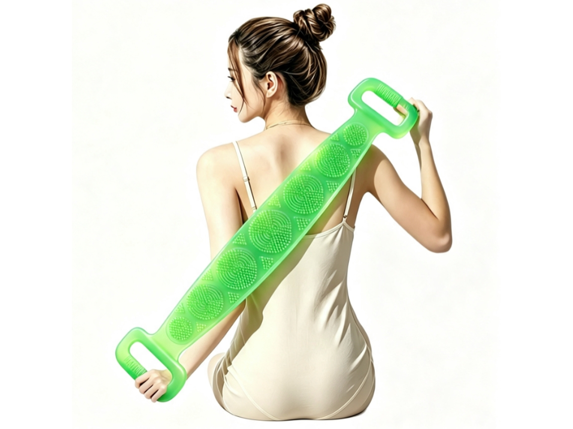 Toalha De Banho De Silicone Verde 60 X 7 Cm, Ferramenta De Limpeza Para As Costas Para Uso Doméstico, Cinto De Limpeza Para Banho