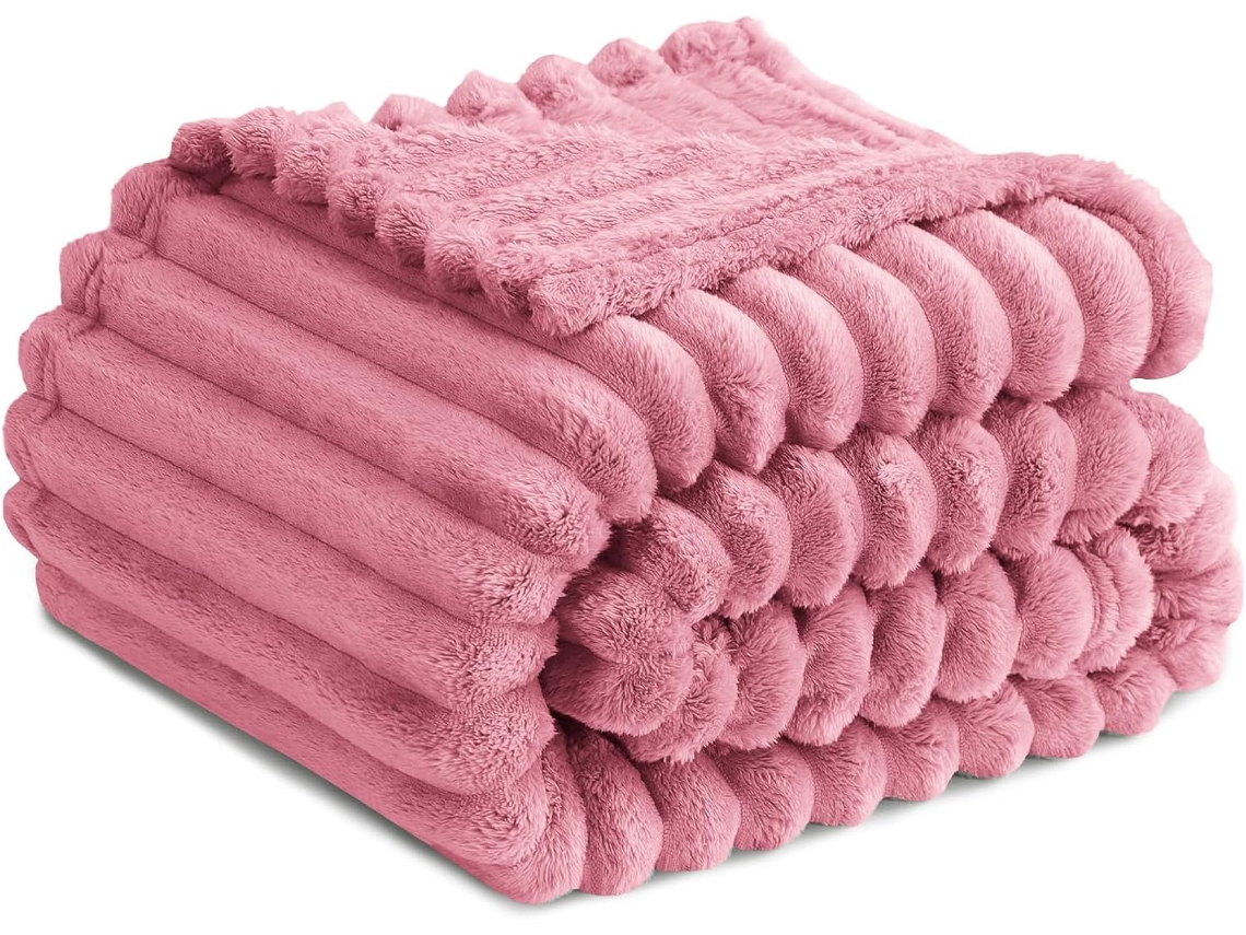 Cobertor De Lã Rosa De 150x200 Cm
