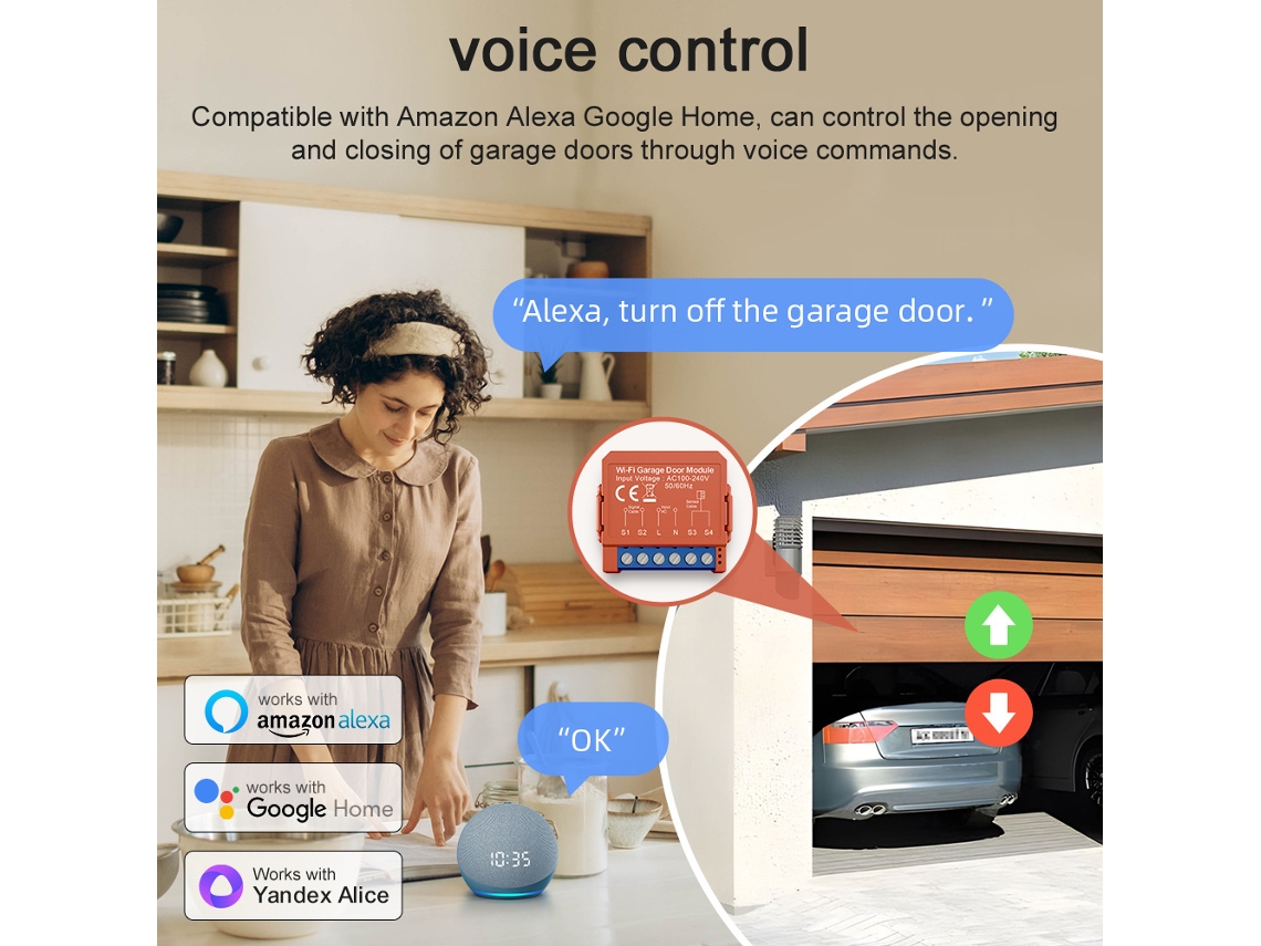 Controlador de Portão de Garagem Wifi Tuya com App e Temporizador