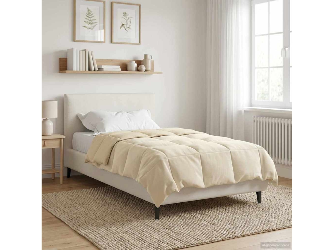 Vidaxl Edredom De Verão Simples Creme 155 X 220 Cm Microfibra