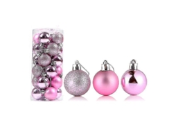 24 Bola De Natal Delicada Reutilizável De Alto Brilho Pingente Decorativo Para Árvore De Natal E Casa 6 Cm Rosa Vermelha