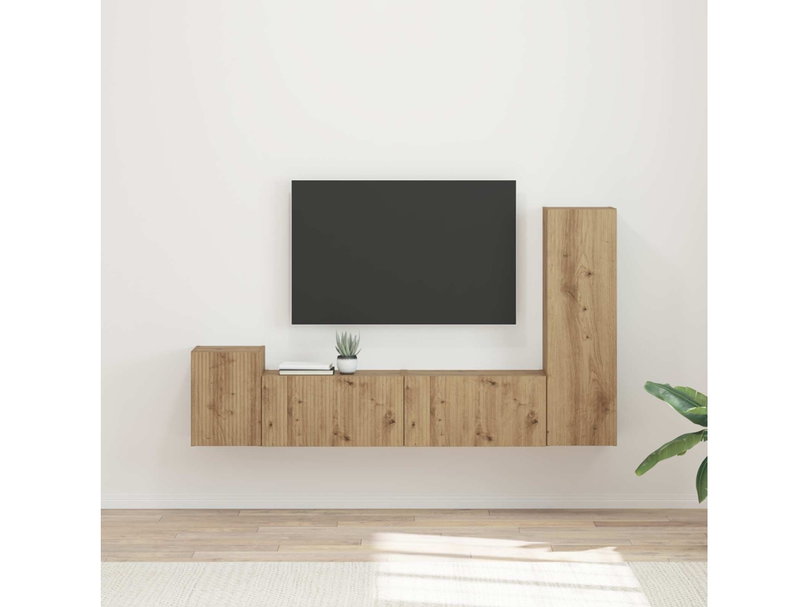 Vidaxl Conjunto De Móvel De Tv 4 Pcs Carvalho Artesanal