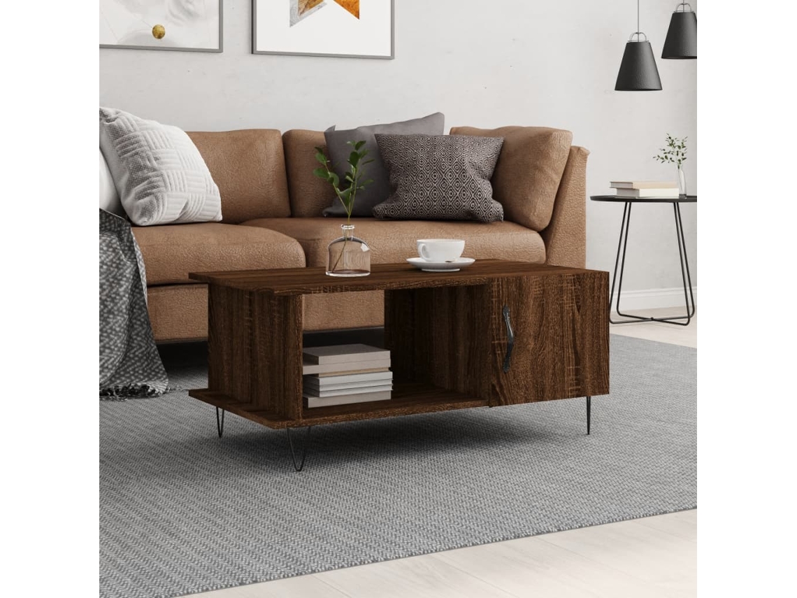 Vidaxl Mesa Centro 90x50x40 Cm Derivados De Madeira Carvalho Castanho