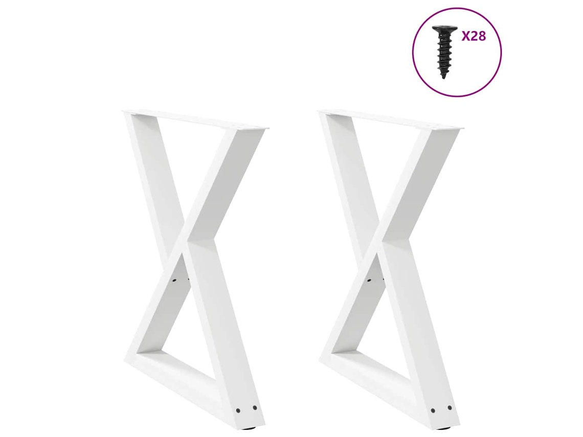 Vidaxl Pés Para Mesa De Jantar 2 Peças, Branco, 70x(72-73,3) Cm, Aço
