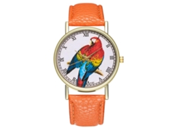 Reloj De Cuero Artificial Zhoulianfa Unisex Moda Reloj De Pulsera Cuarzo Naranja