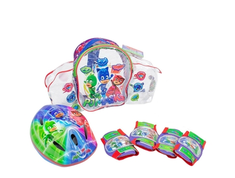 Mochila com Capacete Tamanho M Circunferência 56 Cm Joelheiras Cotoveleiras Pj Masks SAICA