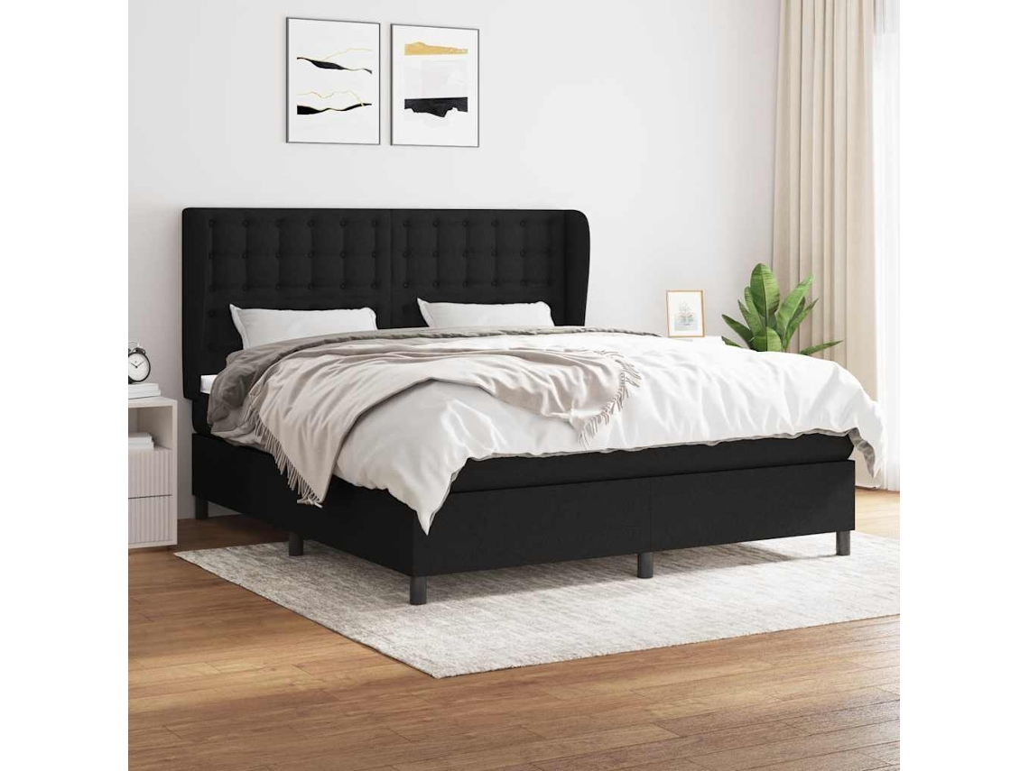 Vidaxl Cama Com Molas/colchão 180x200 Cm Tecido Preto