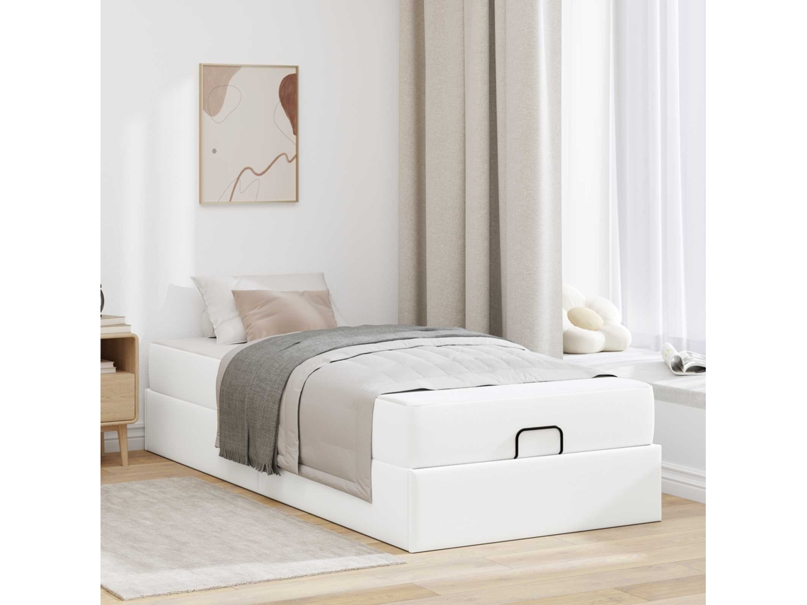 Vidaxl Estrutura De Cama Com Colchão Outros 2 Unid. Branco Pvc