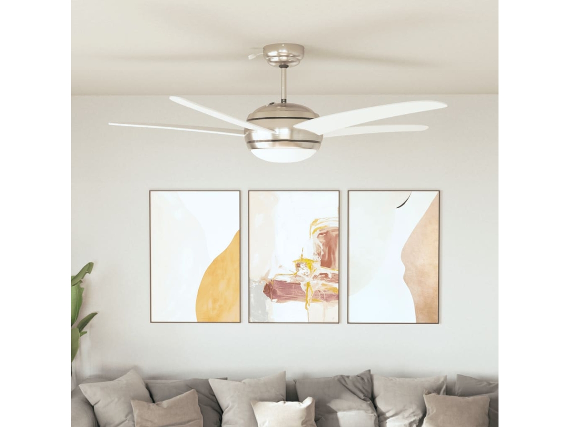 Vidaxl Ventoinha De Teto Com Luz 128 Cm Branco